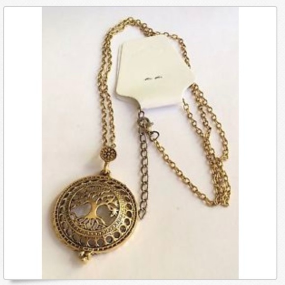 Gold Tree of Life Necklace magnifying Glass Vintage 24" plated Celtic - Picture 7 of 8